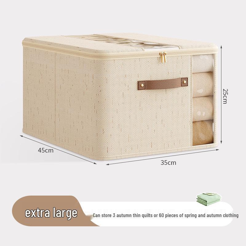 Tianshan Linen Double Window Zip Quilt Storage Box, Large