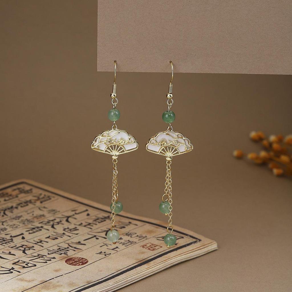 Elegant Butterfly Water Drop Pearl Tassel Earrings for Women - Traditional Qipao Style