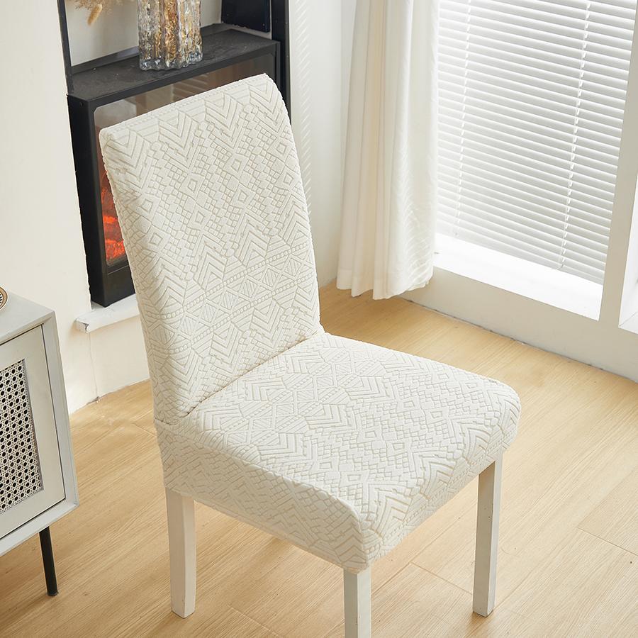 1/2/4/6Pc Stretch Polar Fleece Jacquard Chair Covers - Geometric Pattern, Easy Install For Home & El