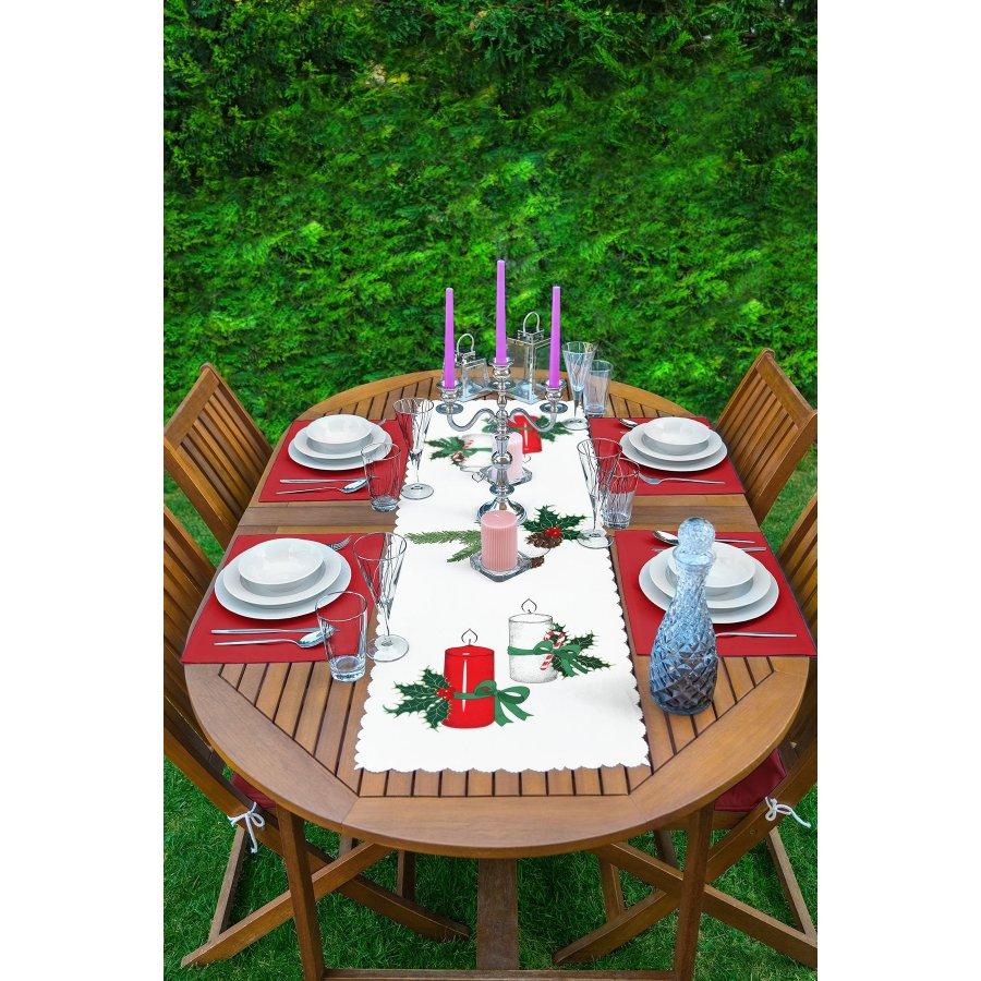 New Year Concept Printed Runner and Placemat Set 5 Pieces / Placemat Table Mat Dining Table Mat Coaster