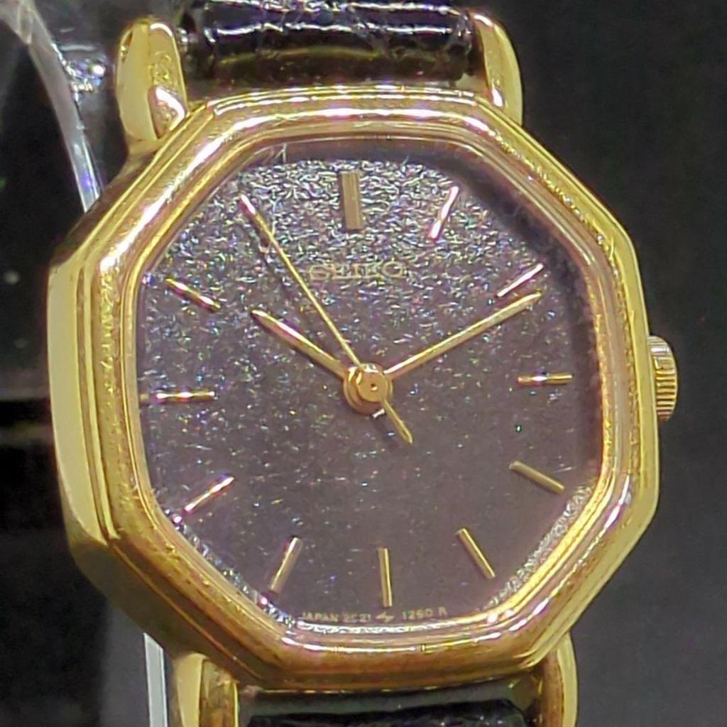 Used SEIKO Octagon Gold Black Dial Ladies Watch