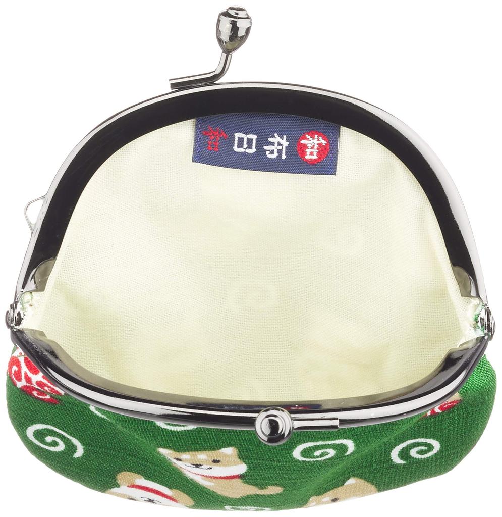 Maeda Senko Wabunbiyori Mameshiba Errand Round Coin 117808 2.5" Purse, Green,