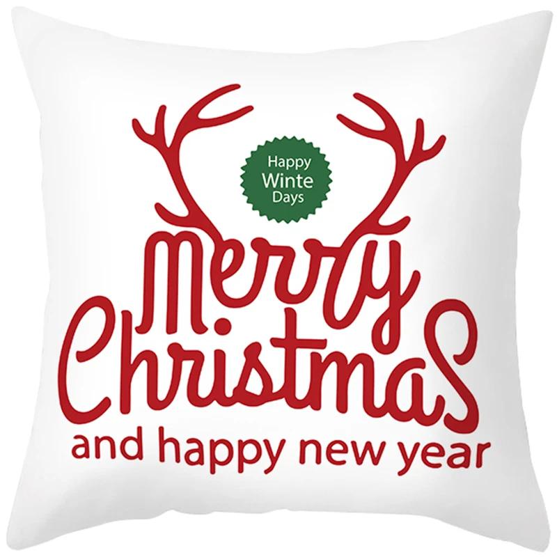 Happy New Year Christmas decorations printed pattern cushion cover home living room sofa decorative pillowcase