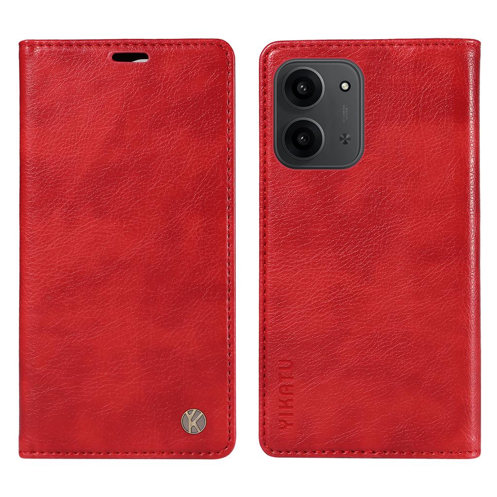 For Xiaomi Redmi 15C 4G (171mm) Wallet Case YIKATU YK-006 Magnetic Closure Leather Phone Cover Litchi Texture