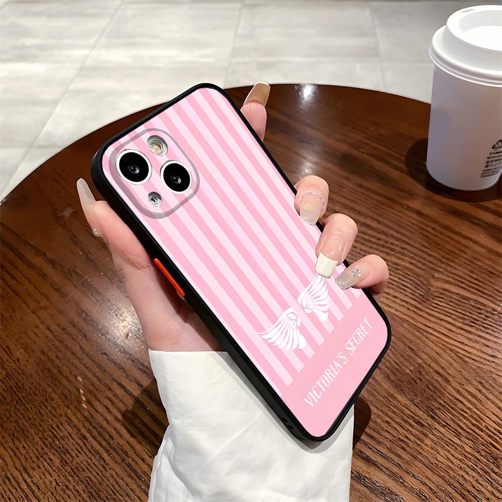 MINISO VVictorias Pink Secret Handyhülle Für Iphone 17 16 15 14 Max 13 12mini 11 Mattierte Durchscheinende Rückseite