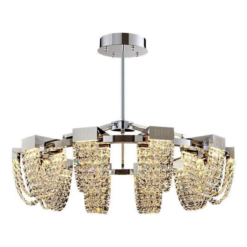 Luxury Chrome Crystal Chandelier Luster Led Ceiling Chandeliers for Villa Living Dining Room Bedroom Postmodern Home Decor