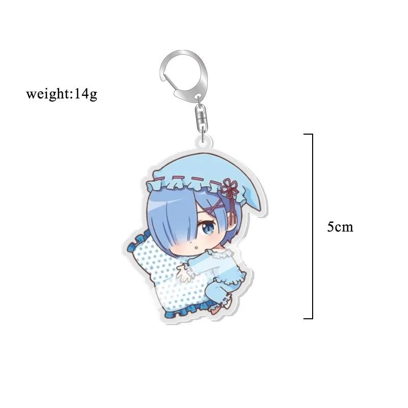 Anime Re:life in a Different World from Zero Schlüsselanhänger Kawaii Rem Ram Acryl Schlüsselanhänger Cartoon Figuren Anhänger Cosplay Schmuck