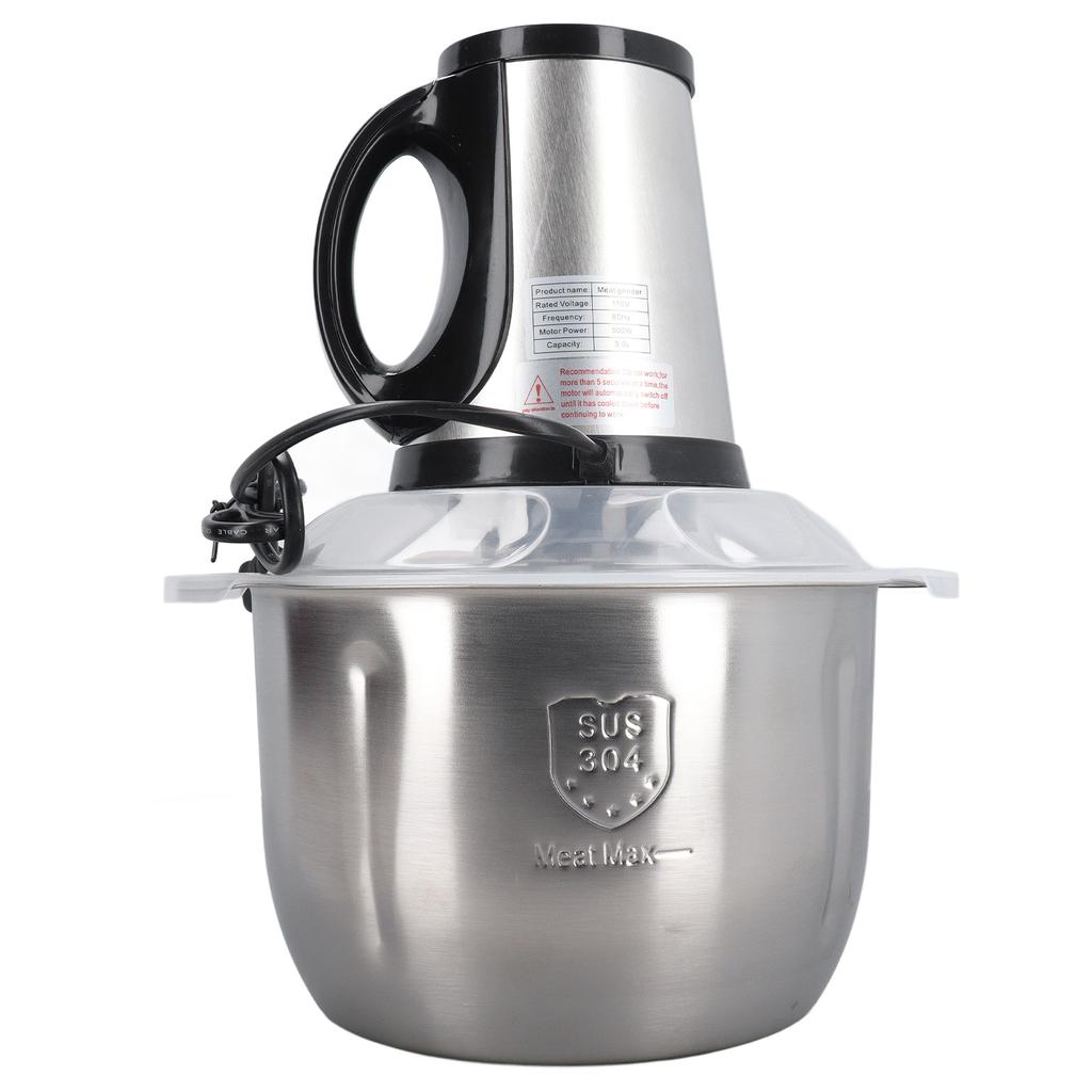 Food Processor Stainless Steel 4L High Capacity with 5 Blades Electric Food Chopper for Meat Vegetab
