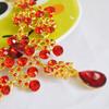 Party Red Color Golden Alloy Bridal Wedding Pendant Necklace Earrings Set