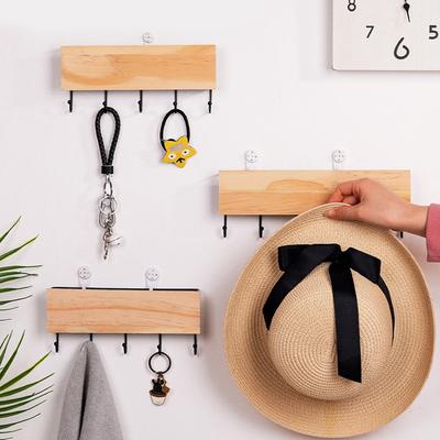 Perchero de pared Simplicity con ganchos multifuncionales de almacenamiento, de hierro, madera y metal, para cocina, baño y dormitorio