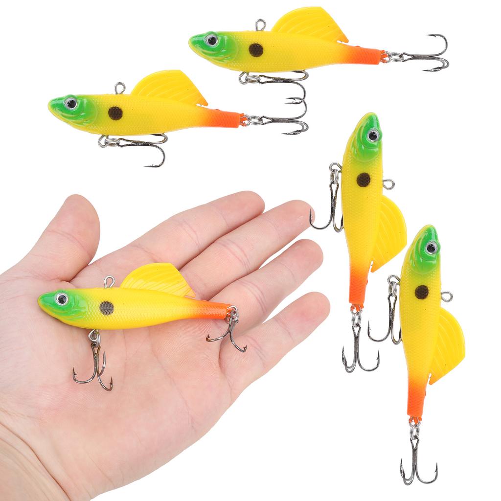 5 Stück Leuchtende Angelköder Eisangeln Jigs Drillingshaken Köder Lebensecht Tackle Zubehör