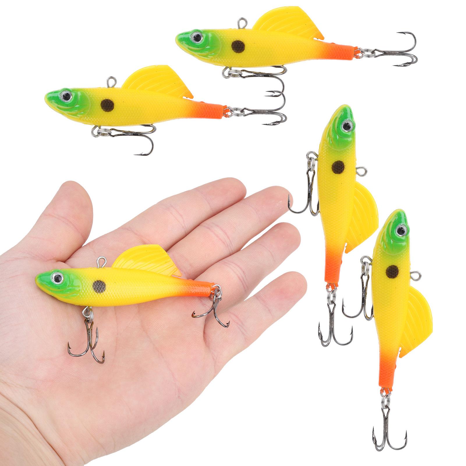 5Pcs Luminous Fishing Lures Ice Fishing Jigs Treble Hooks Bait Lifelike Tackle Accessories