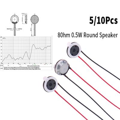 5/10Pcs 0-20kHz 8 Ohm 0.5/1W Round Speaker 10mm Mini Ultra-thin Loudspeaker Horn For Mobile Phone Computer DIY Repair