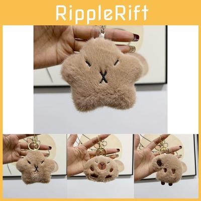 Cute Mini Capybara Plush Keychain Soft Fluffy Key Ring Toy For Backpacks