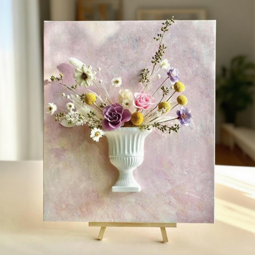 New French Oil Painting Half Wall Vase Hand-Painted DIY Half Wall Flower Pot White Wall Mounted Vase Floral Arrangement