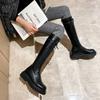 New Thicken Winter Knight Boots Women Knee High Long Square Heel Retro Motorcycle Black White Botas Mujer