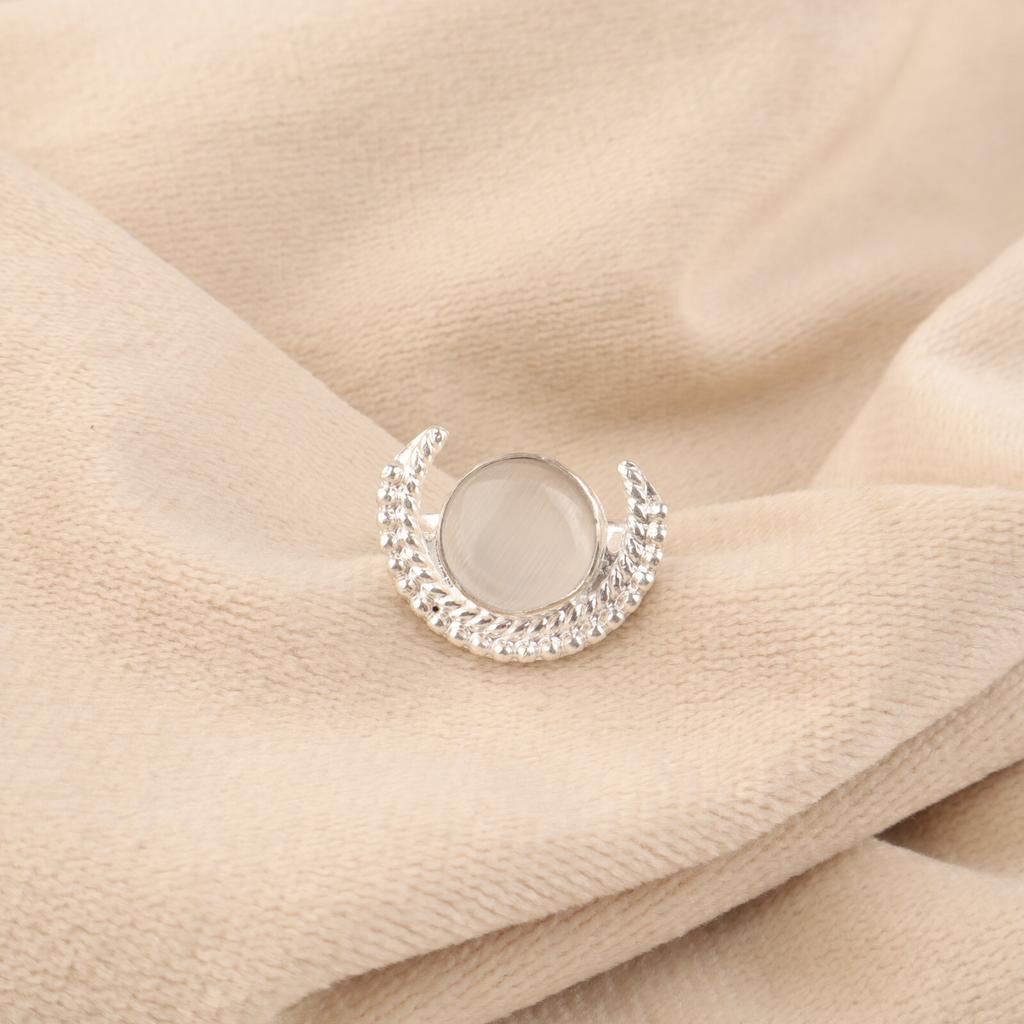 Selenite Gemstone 925 Sterling Silver Handmade Jewelry April Birthstone Ring RR-48-36