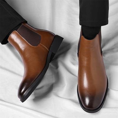 Luxury New Designer Pointed Patent Leather Casual Chelsea Ankle Boot for Men Brand Winter Fashion High Tops Shoes Zapatos Hombre