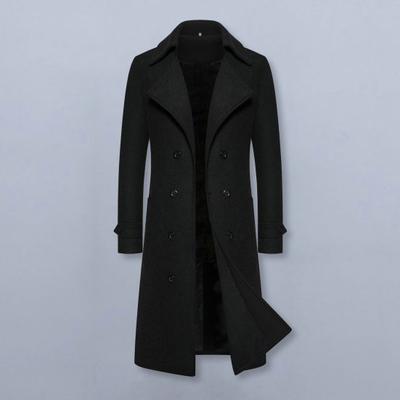 Erkek Palto Çift Sıralı Slim Fit Orta Uzunluk Uzun Kollu Kalın Rüzgar Geçirmez Sıcak Yumuşak Düz Renk Hırka Düğmeli Yaka Erkek Uzun Palto