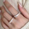 2023 Trendy Korean Style Open Adjustable Pearl And Silver Ring For Women Fashion Accessory