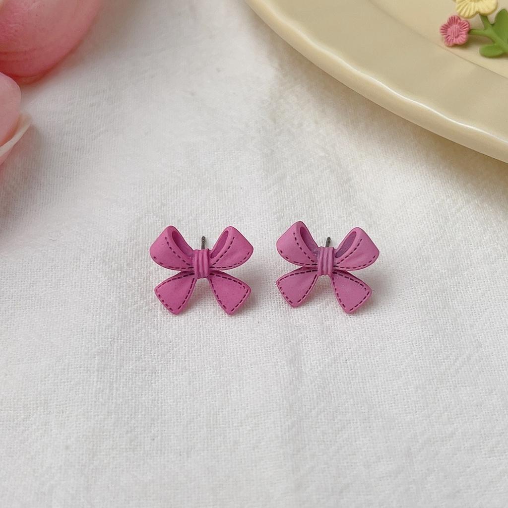 Fresh And Sweet Cute Piggy Bow Flower Bear Stud Earrings Female Soft Girl Temperament Versatile Stud Earrings Pendant