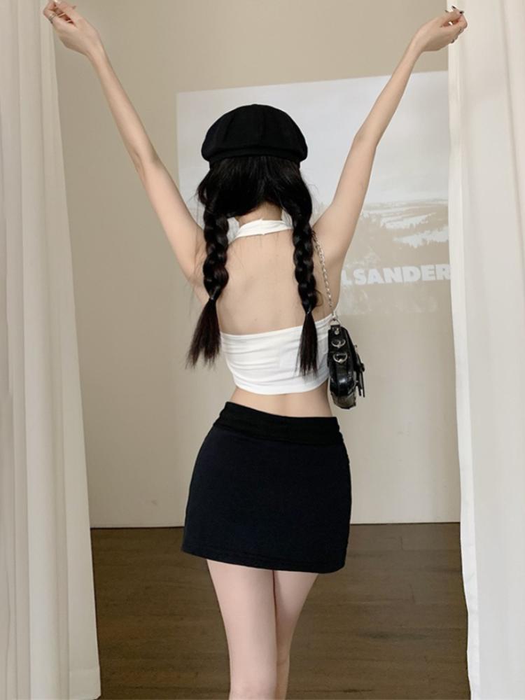 Серая спортивная юбка женская летняя с высокой талией тонкая эластичная юбка — фото 6