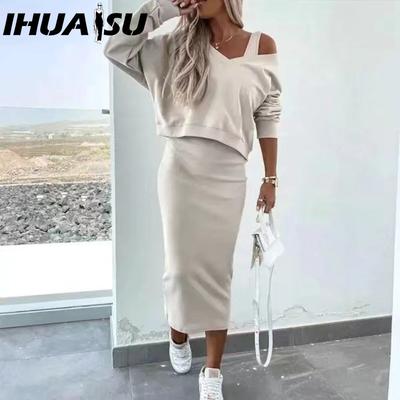 Women's Fashion Casual Solid Color Print Long Sleeve Pants Suits Sweatshirt