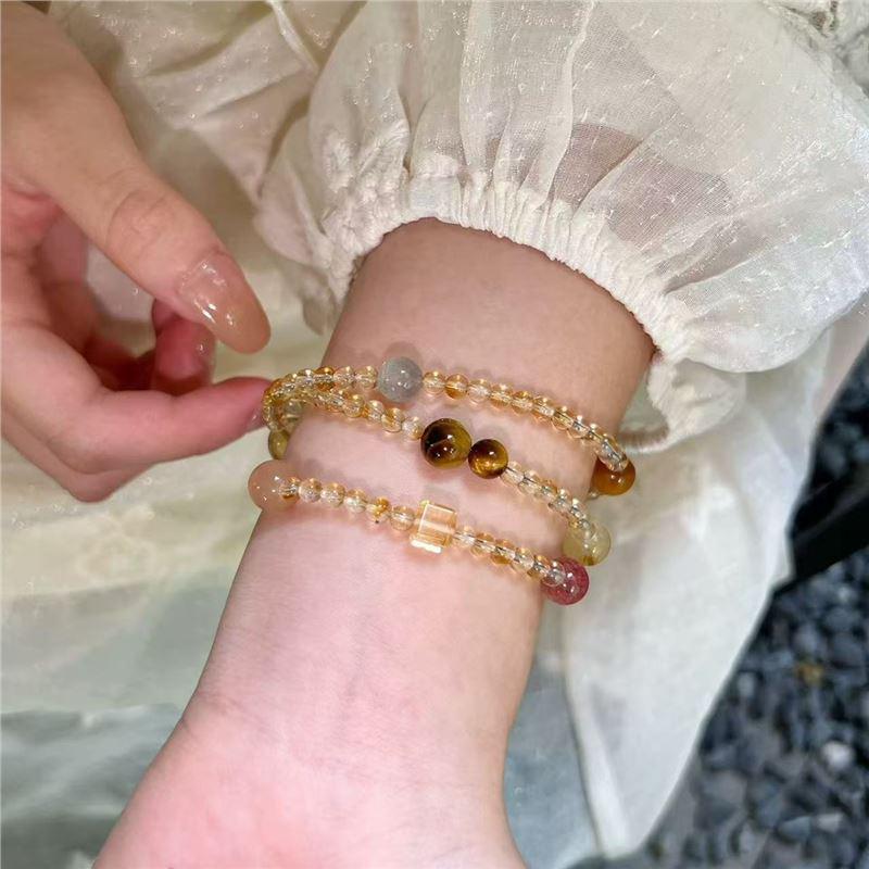Sweet Cream Citrine Multi-Treasure Bracelet: Stylish, Versatile Gift for Her in Exquisite Crystal Jewelry