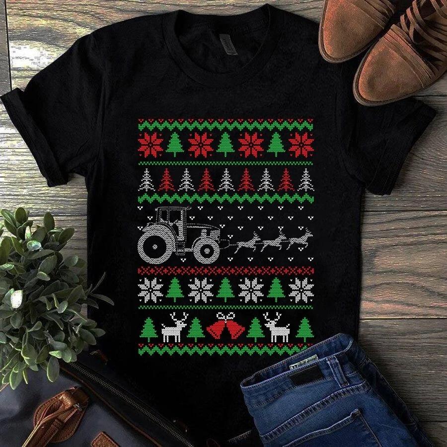 Farmer Truck Tractor Christmas Xmas Gift Funny Men's and Women's T-shirts