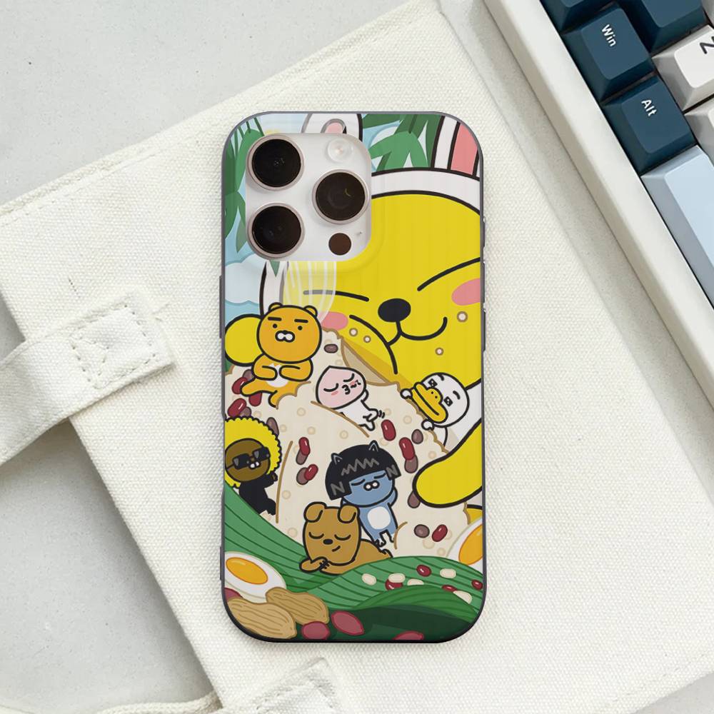 Cartoon K-KAKAO CUTE F-FRIENDS Soft Corrugated Phone Case For IPhone 11 12 13 14 15 16 17 Pro Max Plus Pro Shockproof Cover