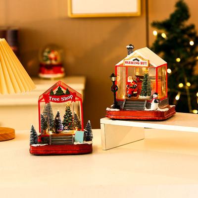 Weihnachtsgeschenk Spieluhr Leuchtendes rotierendes Haus Weihnachtsdekoration Spieluhr Tischgeschenk