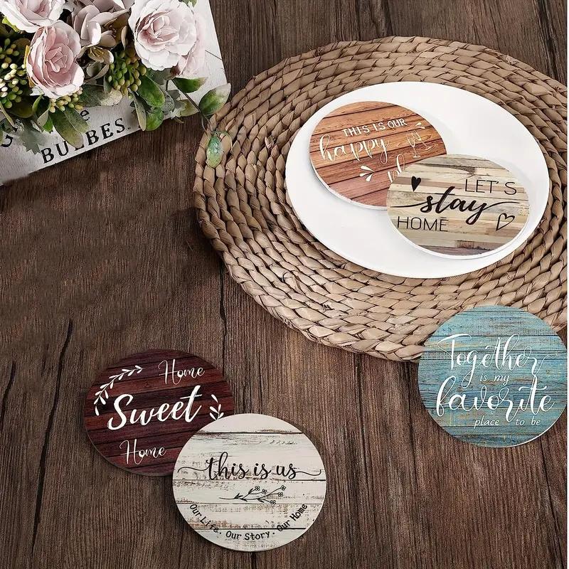 

6 шт./комплект деревянная подставка под стакан нескользящая подставка для столовых приборов подарочный набор для рисования праздничный подарок украшение для кухни простой узор 10x10cm