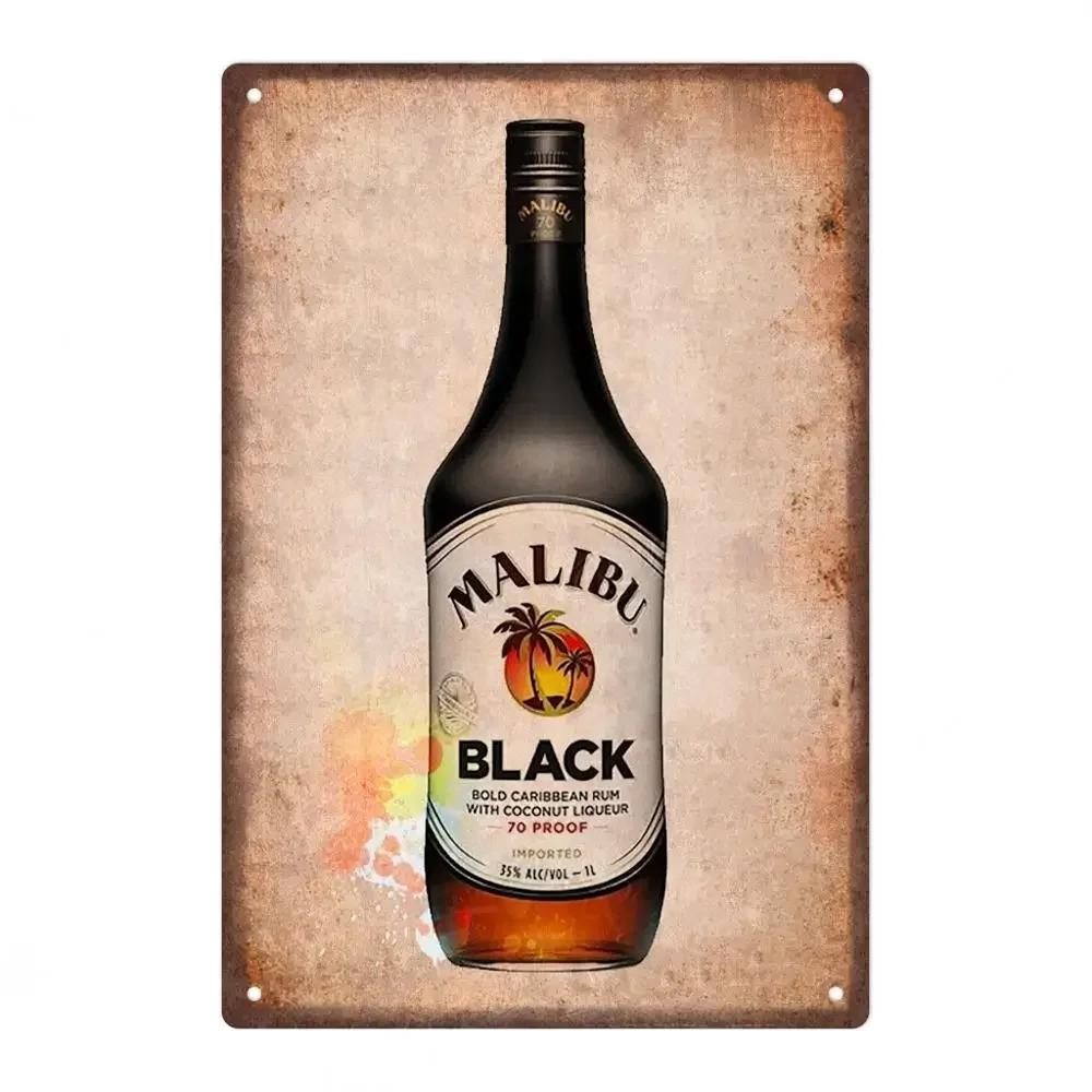 Ρετρό Μάρκα Μπύρας MALIBU Κρασί Μεταλλική Αφίσα Πλάκα Ουίσκι Vintage Μεταλλική Πινακίδα Τοίχου Για Pub Club Bar Ανδρική Σπηλιά Διακοσμητικές Πλάκες De