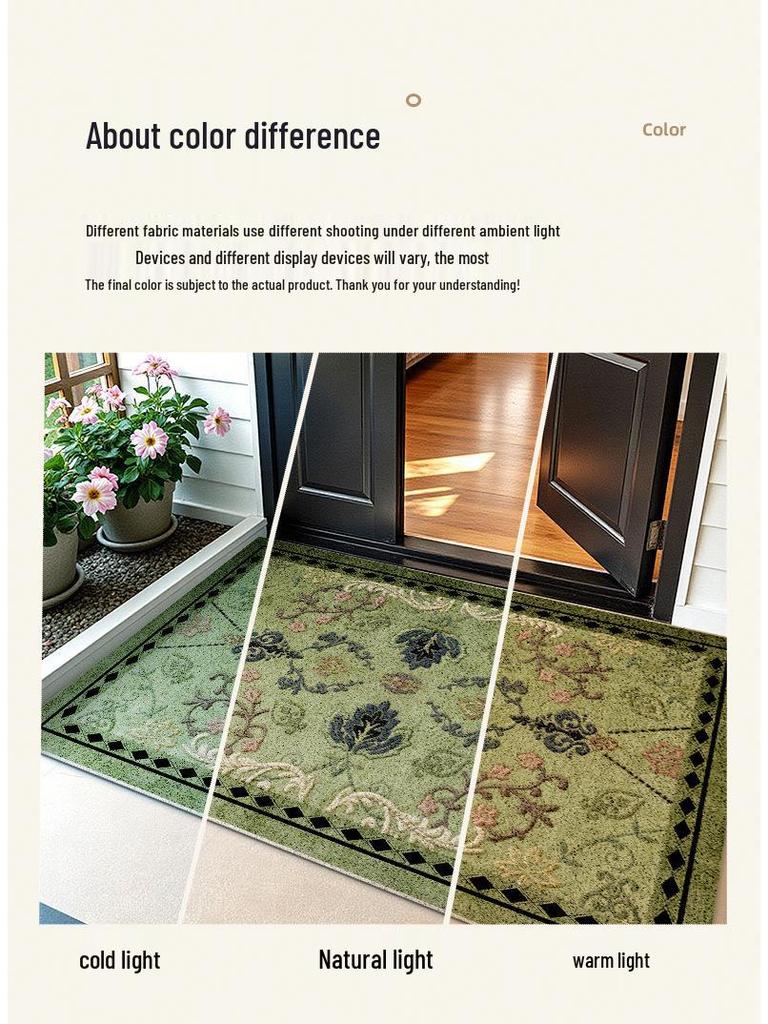 Vysoce kvalitní retro zelená rohožka: Přeshraniční vstupní koberec