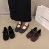 French Retro Flat-bottomed Mary Jane Single Shoes, New Temperament, Foreign Style, Autumn and Winter Fluffy Shoes for Women 2025