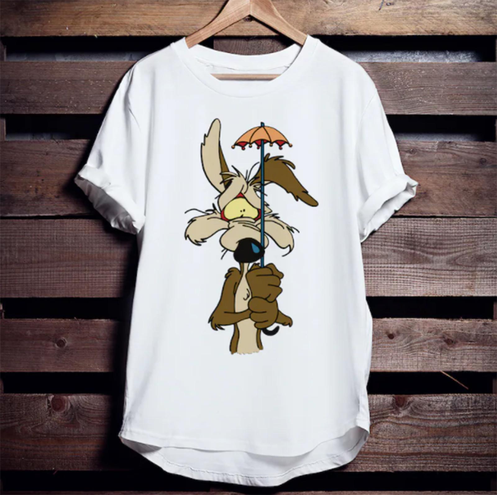 Wile E Coyote and the Road Runner White T Shirt Cotton Size S To 5XL M