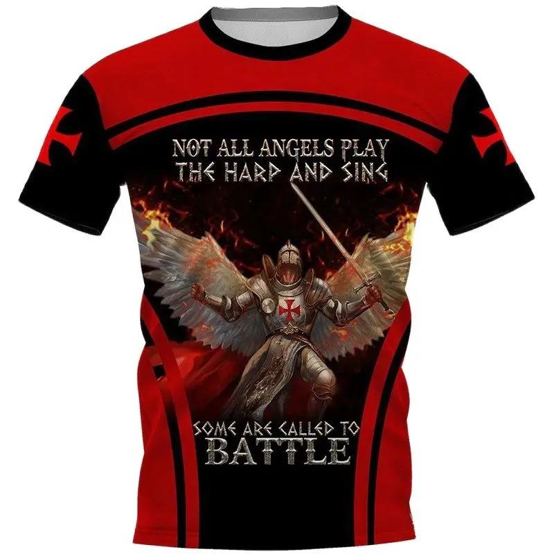 Knights Templar 3D Printing T Shirt Man Summer O-Neck Short Sleeve Oversized Top Casual Tee Loose Streetwear Harajaku