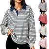 Women's Casual Long Sleeve Striped V-Neck T-Shirt with Fashionable Versatile Design