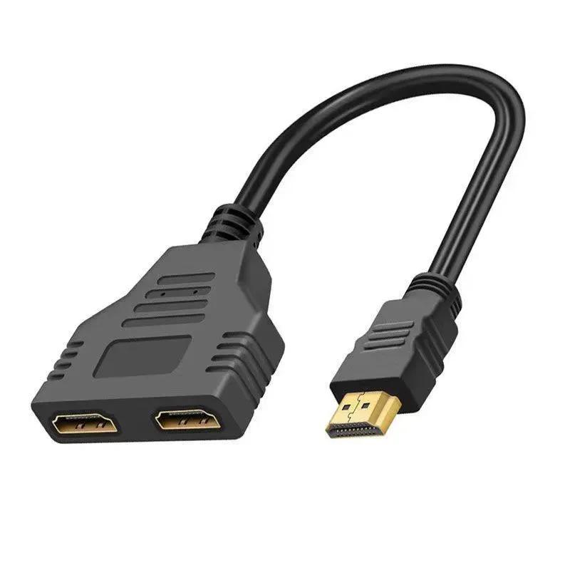 HDMI 1 Male To 2 Female Y Splitter Cable Adapter 1 In 2 Out For Laptop TV Monitor HDMI Compatible Dual Port Device