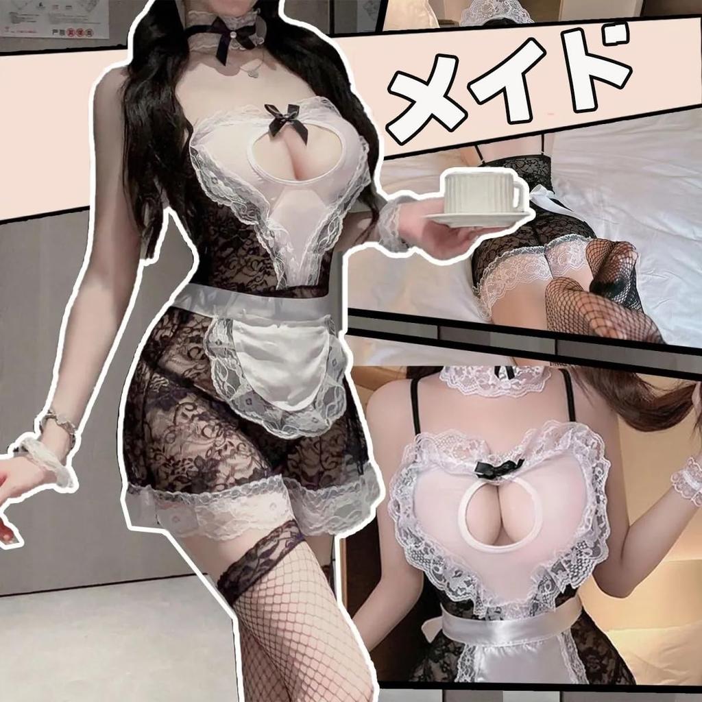 Sexy Maid Lolita One Size Fits Garter Large Popular Halloween Costume [harukita] Costume, Cosplay, Apron, Costume, All, 9-Piece Set, Nurse, Maid,