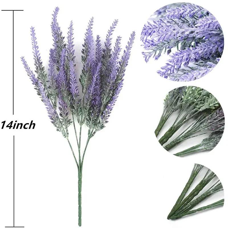 1 Bundle Purple Artificial Lavender Flowers Bouquet Artificial Plant For Home Outdoor Garden Wedding Office Table Decoration
