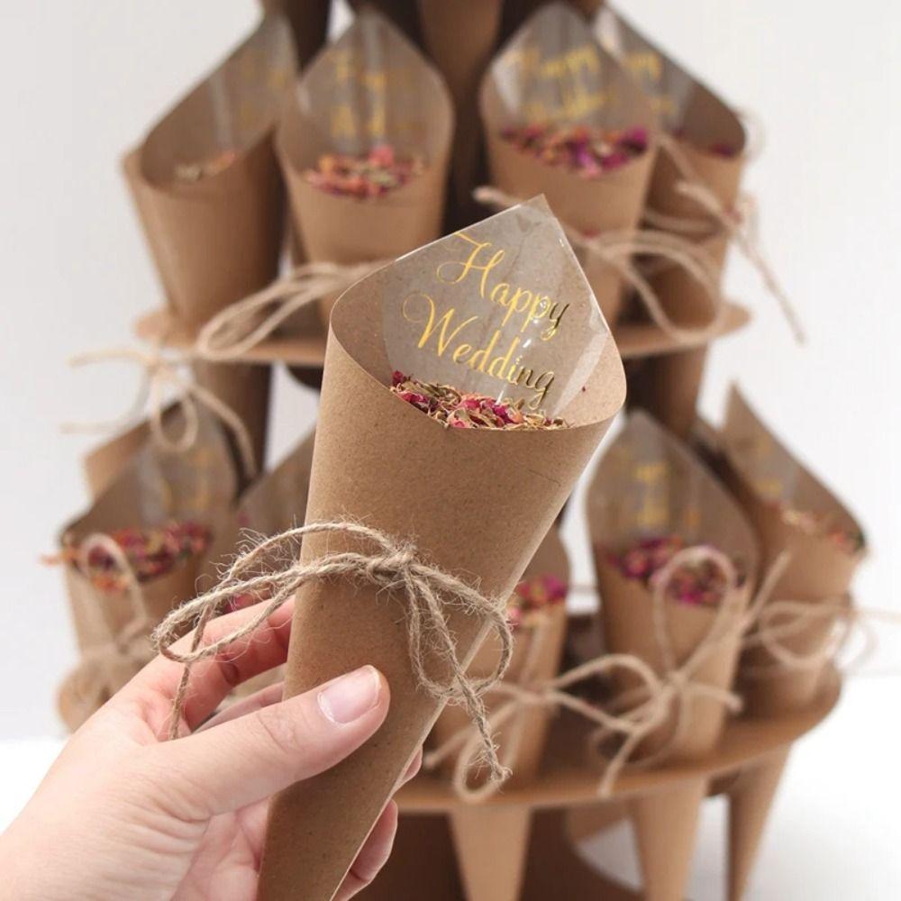 Wedding Supplies Confetti Cone Holder Kraft Paper Stand Box Confetti Cone Tray Wedding Party
