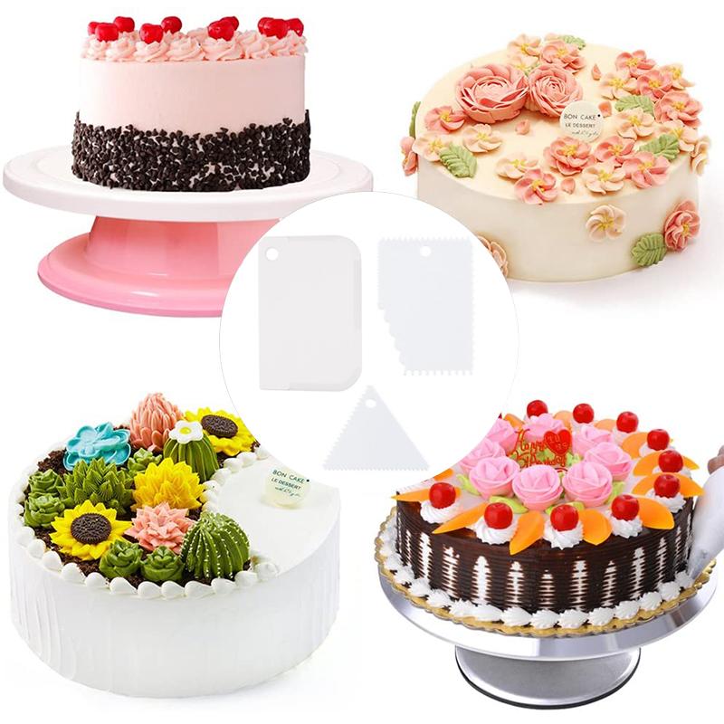 Set of 3 Plastic Cake Scrapers Set of 2 Silicone Bowl Scraper Dough Cutter Icing Smoother Tools Cake Decorating Supplies    0098