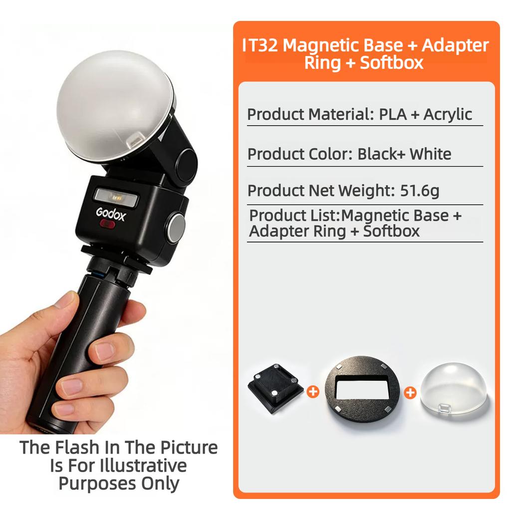 Godox Flash Magnetic Adapter Ring AK-R11 Soft Diffuser Fit iT32 TT350 V350 V480 V1 V1Pro V100 Studio Photo Lighting AccessoryKit