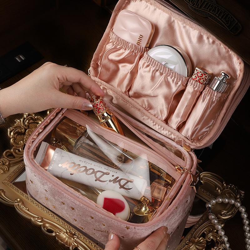 2025 Women's Large Capacity Velvet Cosmetic Bag - Portable, Stylish, Luxurious