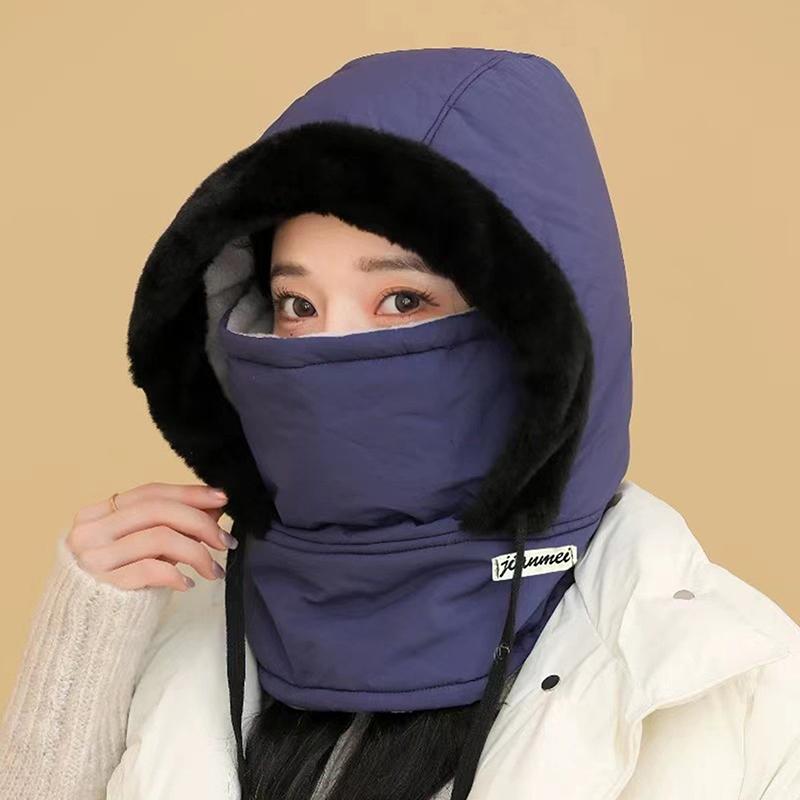 Winter Down Cotton Balaclava Ski Mask Warm 3-in-1 Beanies Cap Dustproof Windproof Pullover Cap Outdoor Skullies & Beanies