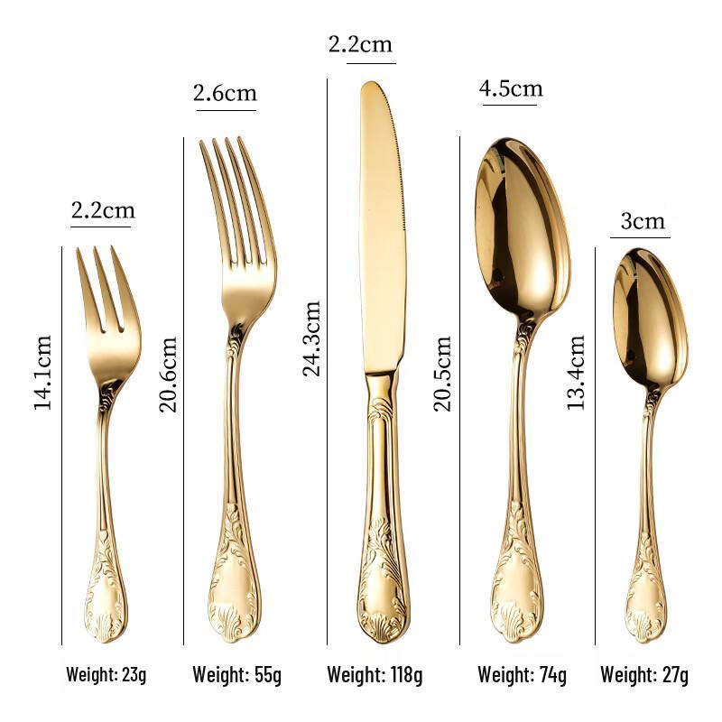 

Abay 304 Stainless Steel Retro Gold Cutlery Set