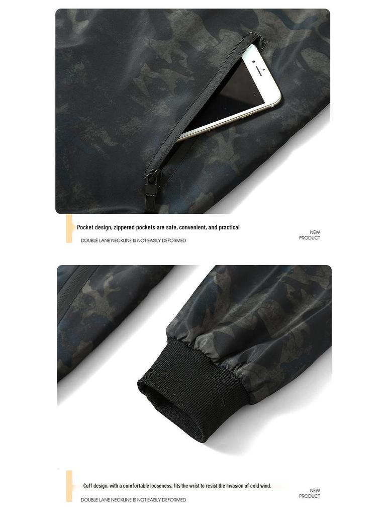 Herren Camouflage Kapuzen-Windbreaker im koreanischen Stil, Lockerer Schnitt, Große Größen, Frühjahrsmode.