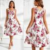 Damen ärmelloses Midi-Kleid mit Blumenprint, elegantes quadratischer Ausschnitt A-Linie lässiges Sommerkleid für den Urlaub