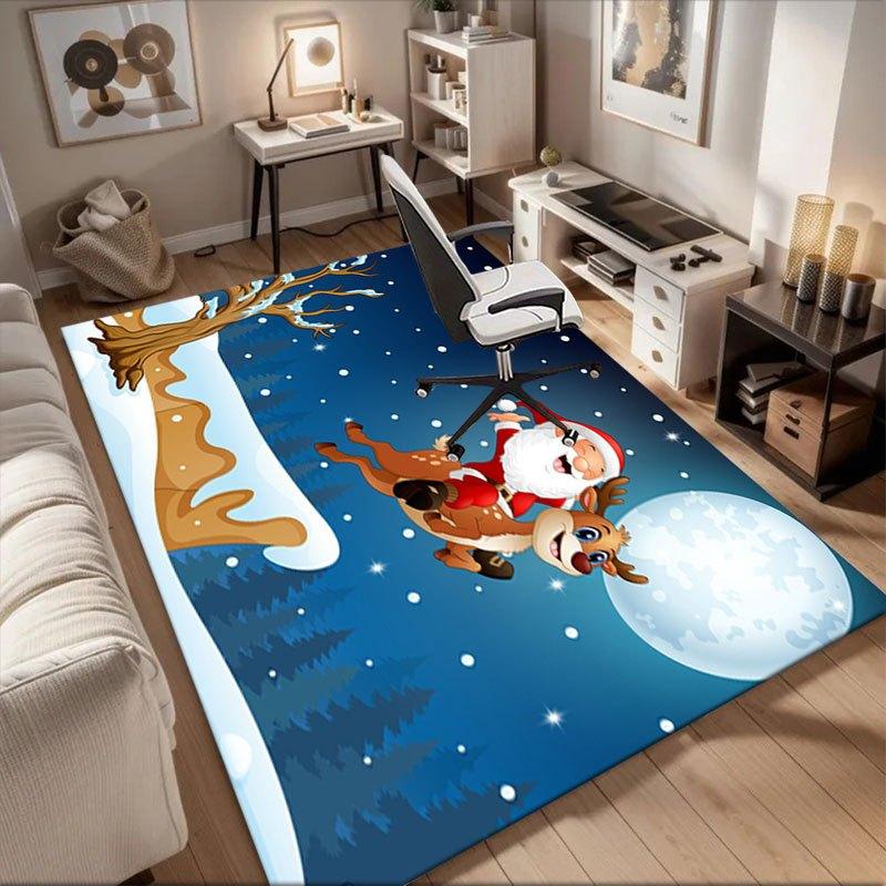 

Christmas Santa Claus Deer Snow Night Moon Winter Scene Wall Sticker Home DecorOffice Mat Perfect for Home Decor Office Desk Chair Rugs Chai 60cm by 90cm